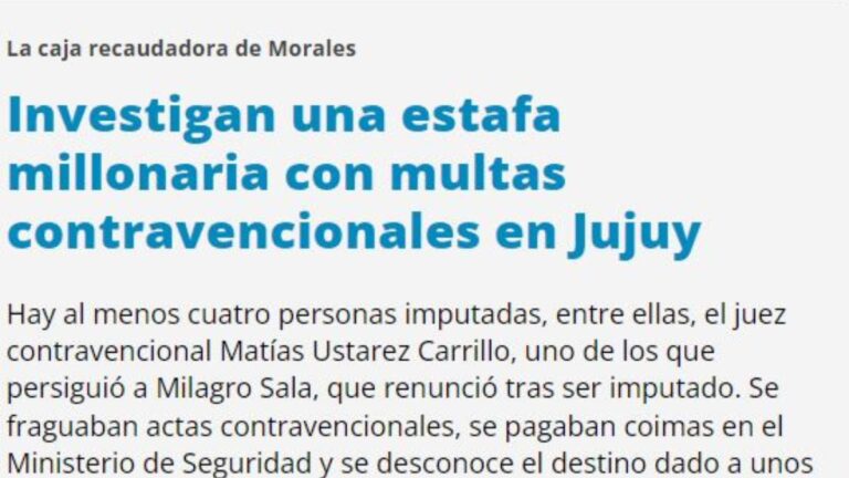 Más medios nacionales se hacen eco del escándalo millonario en Jujuy