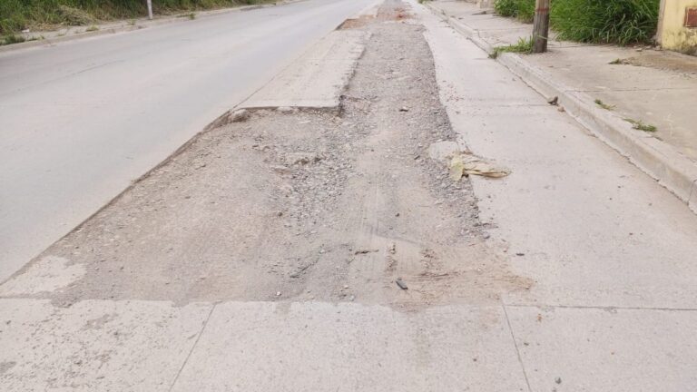 Grave deterioro de la avenida Intersindical y la colectora de la ruta 66