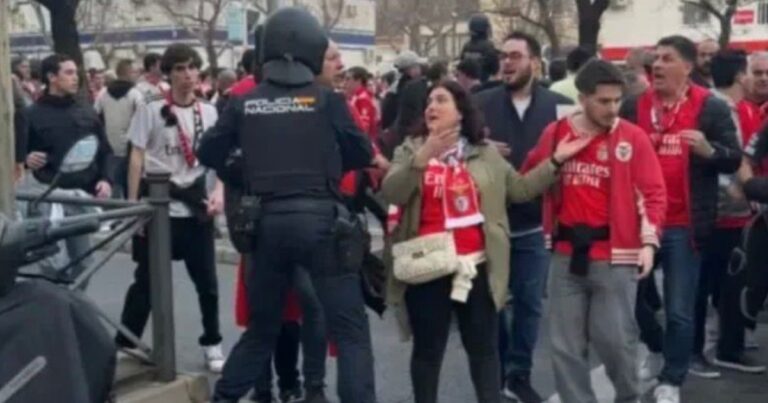 Hinchas del Benfica fueron agredidos por la policía en las inmediaciones del estadio Bernabéu