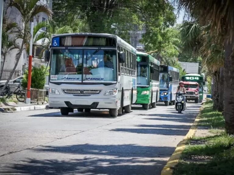 Colectivo urbano circulando por una avenida de la ciudad de Resistencia, Chaco.