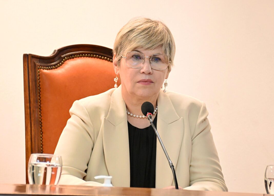 Ministra de Educación del Chaco, Sofía Naidenoff, durante un anuncio sobre políticas educativas.