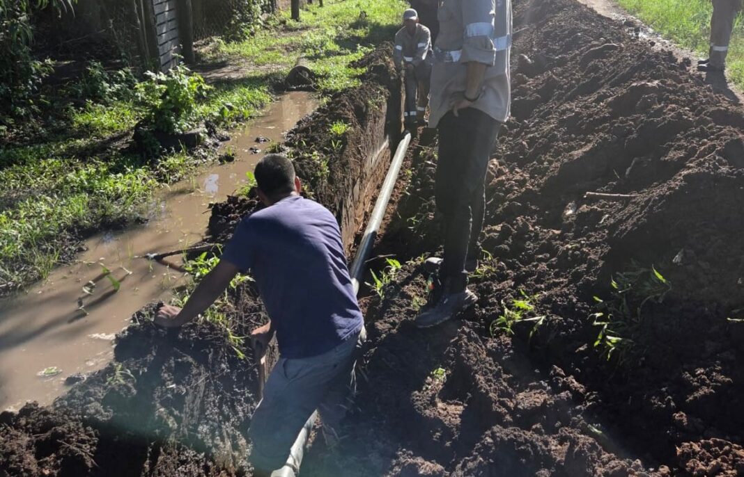 Obra de extensión de red de agua potable de Sameep en Villa Floriani, Fontana, Chaco