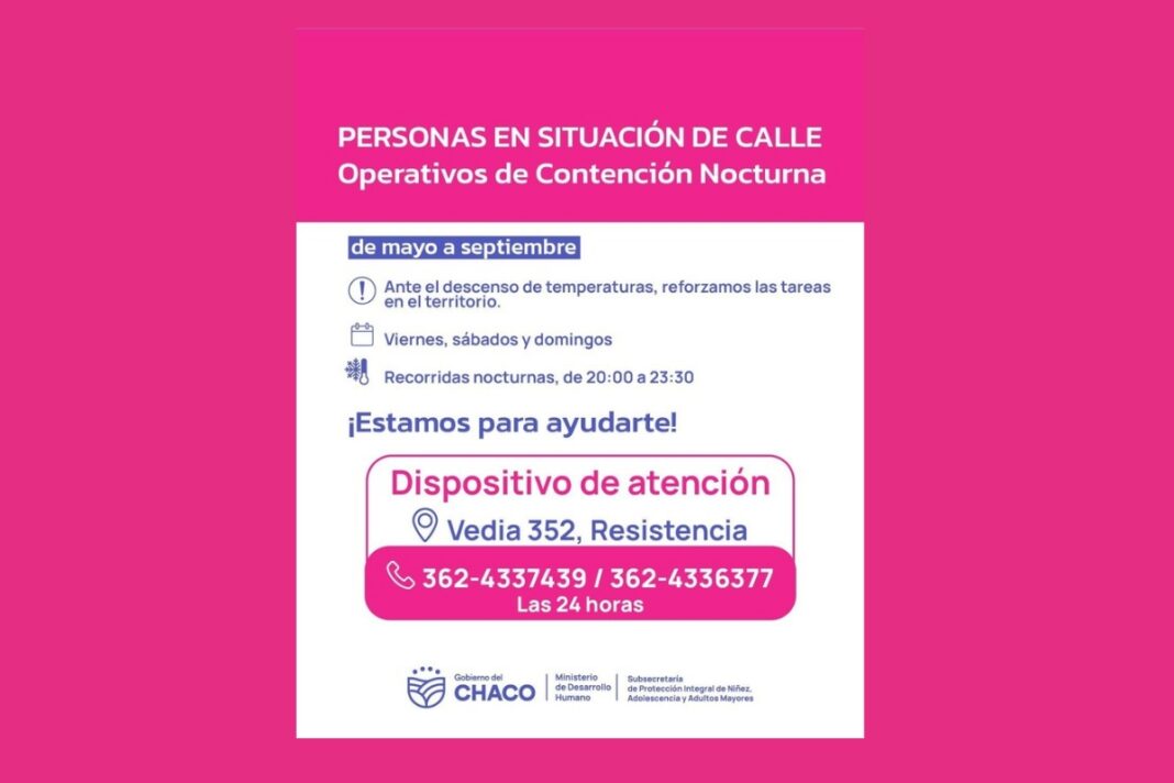 Operativo nocturno de contención para personas en situación de calle en Resistencia