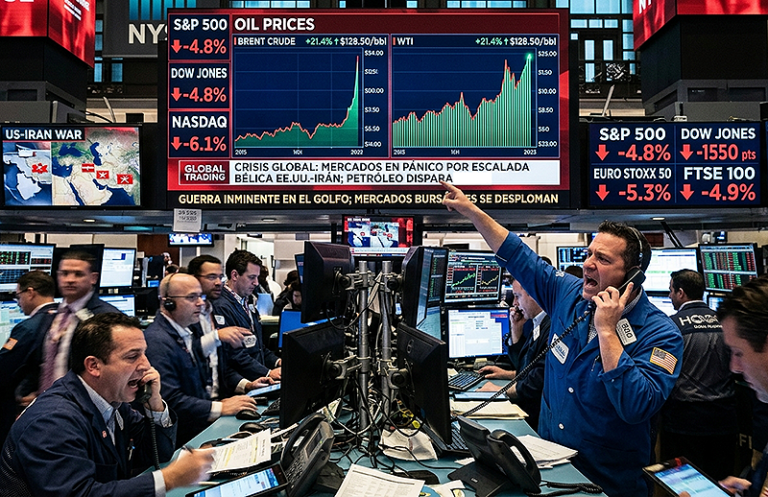 Gráfico de precios del petróleo Brent y WTI en alza por tensiones geopolíticas